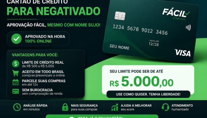 cartão de crédito para negativado com limite